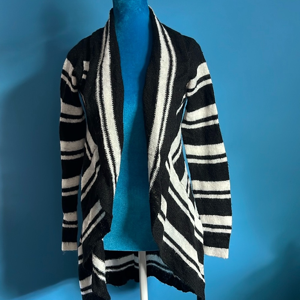 Black and White Striped Cardigan (M)